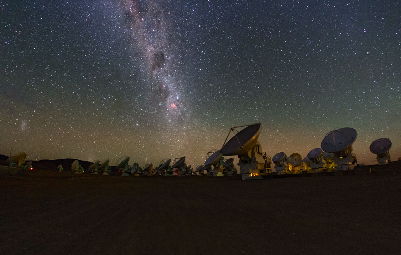 telescopes under the Milky way