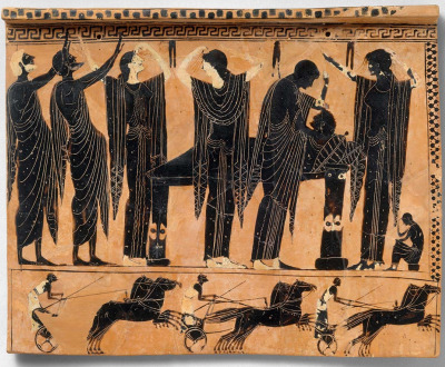 Terracotta funerary plaque, Greek, Attic, c. 520 BC. 